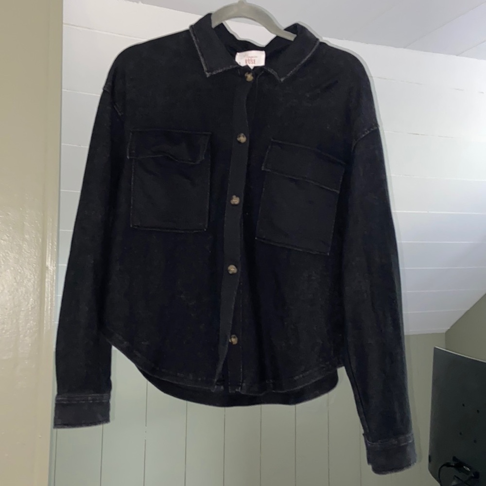 NWT Hippie Rose Black Button Up Jacket - Medium